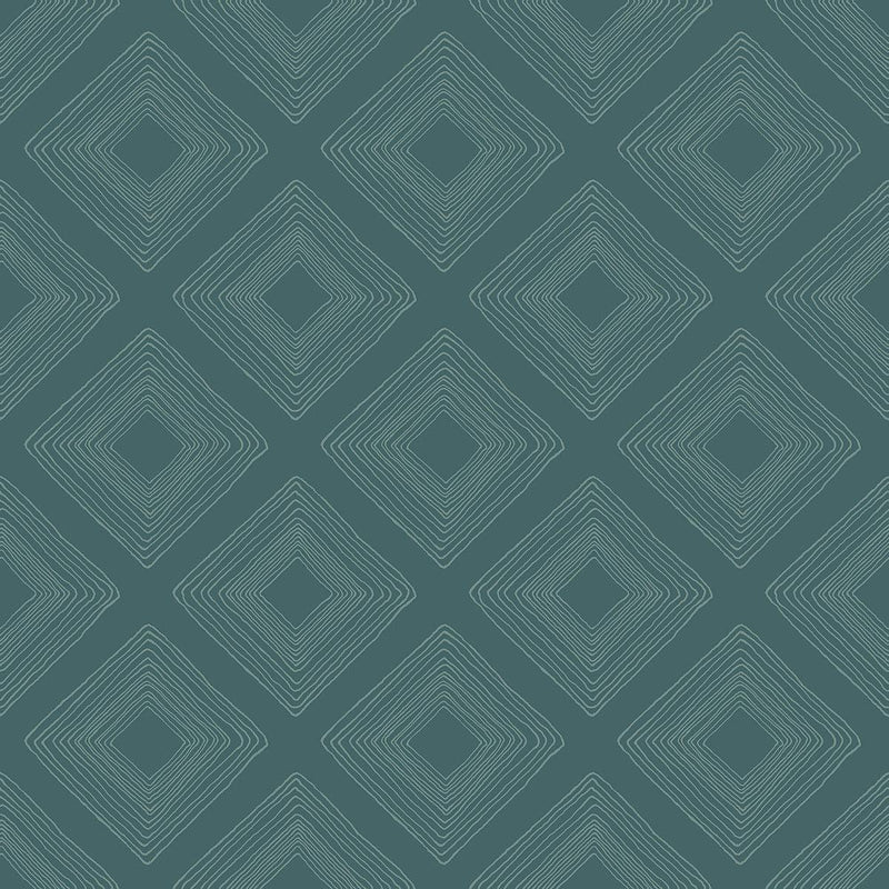 Wallpaper Weekends Diamond Sketch Wallpaper Sample // Teal 8 x 10 