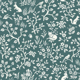 Wallpaper Weekends Fox & Hare Wallpaper // Teal 