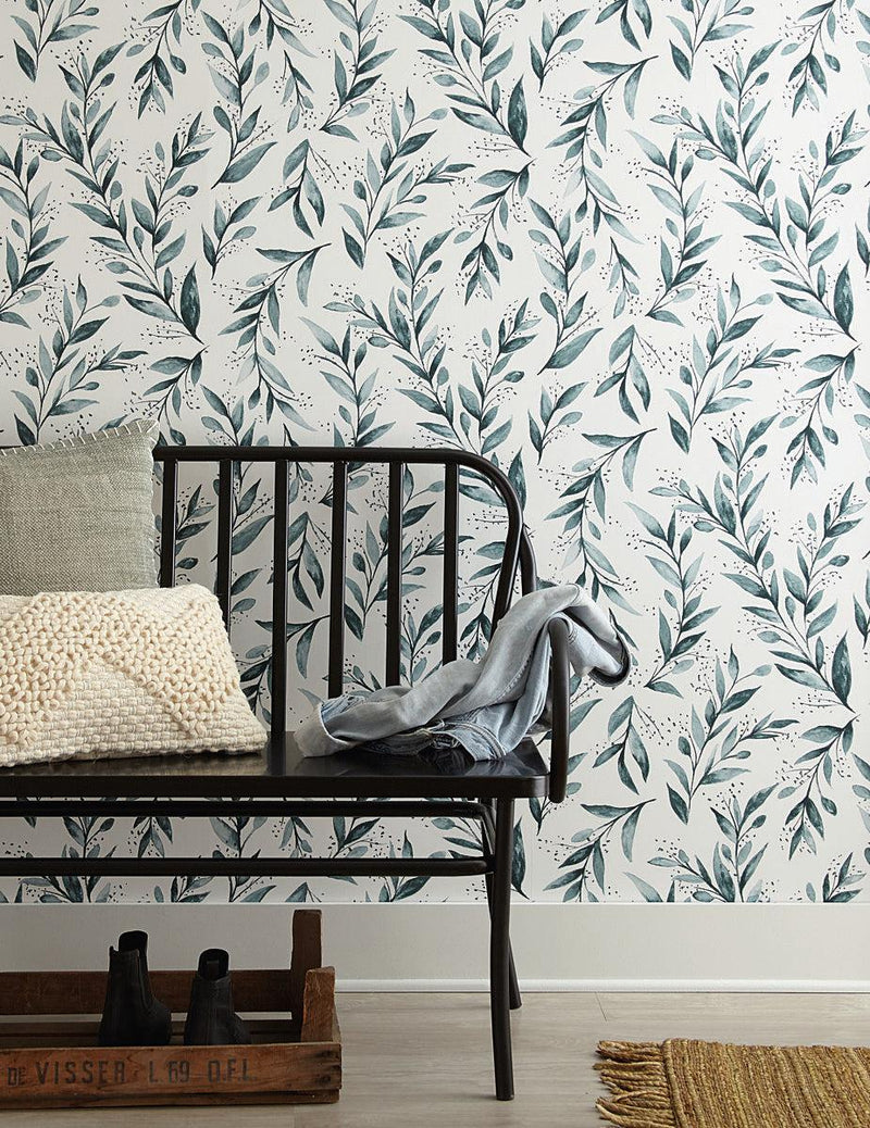 Wallpaper Weekends Olive Branch Wallpaper // Teal 