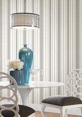 Wallpaper Wide Pinstripe Wallpaper // Black & Bronze 