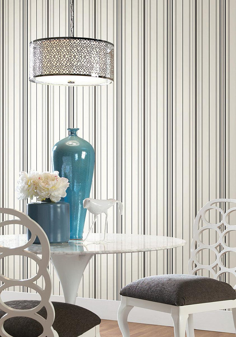 Wallpaper Wide Pinstripe Wallpaper // Black & Bronze 