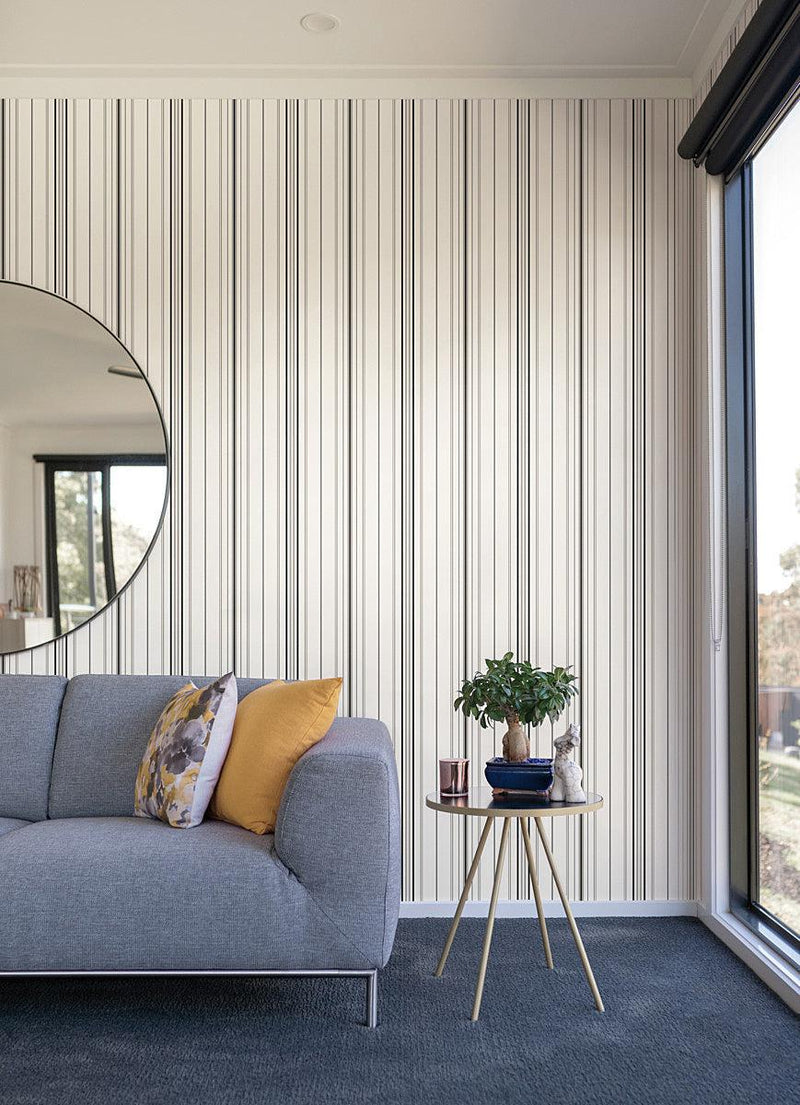 Wallpaper Wide Pinstripe Wallpaper // Black & Bronze 