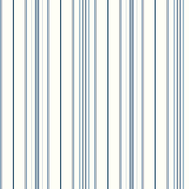 Wallpaper Wide Pinstripe Wallpaper Sample // White & Blue 8 x 10 