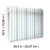 Wallpaper Wide Pinstripe Wallpaper // White & Blue 