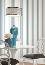 Wallpaper Wide Pinstripe Wallpaper // White & Blue 