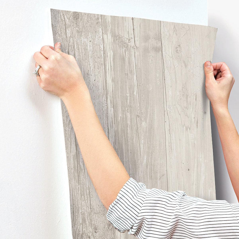 Wallpaper Wide Wooden Planks Wallpaper // Grey & Black 