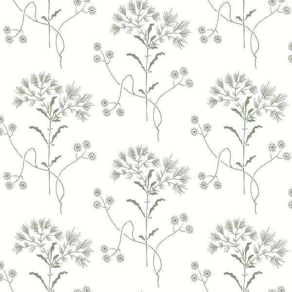 Wallpaper Wildflower Wallpaper // Green 