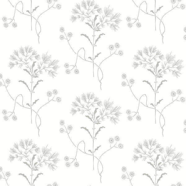 Wallpaper Wildflower Wallpaper // Grey 