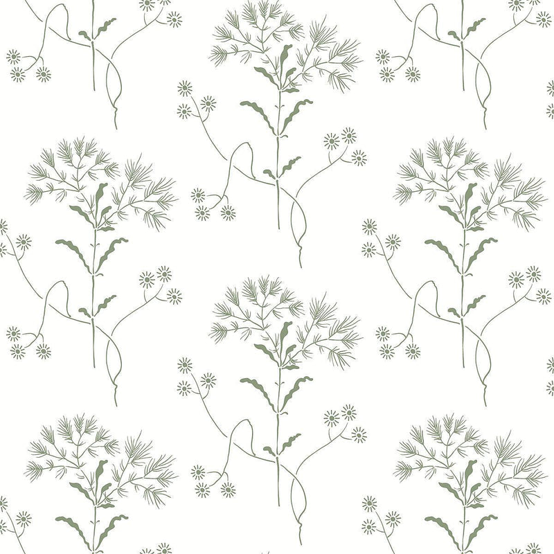 Wallpaper Wildflower Wallpaper Sample // Green 8 x 10 