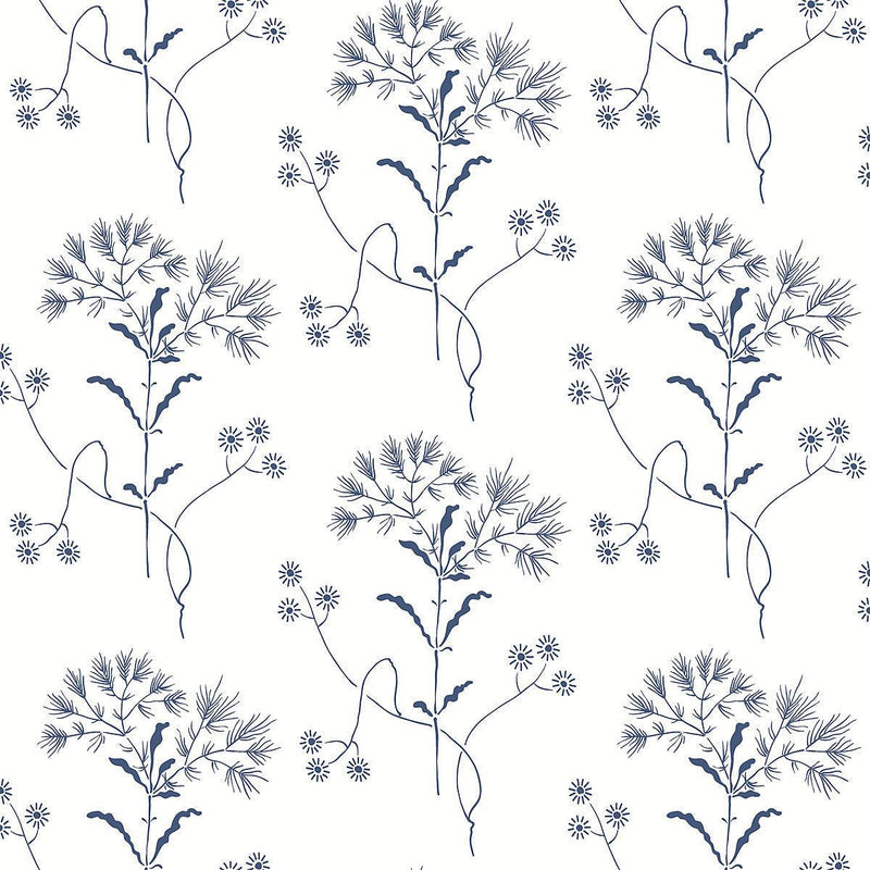 Wallpaper Wildflower Wallpaper Sample // Navy 8 x 10 