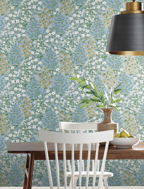 Wallpaper Wildwood Garden Wallpaper // Blue & White 