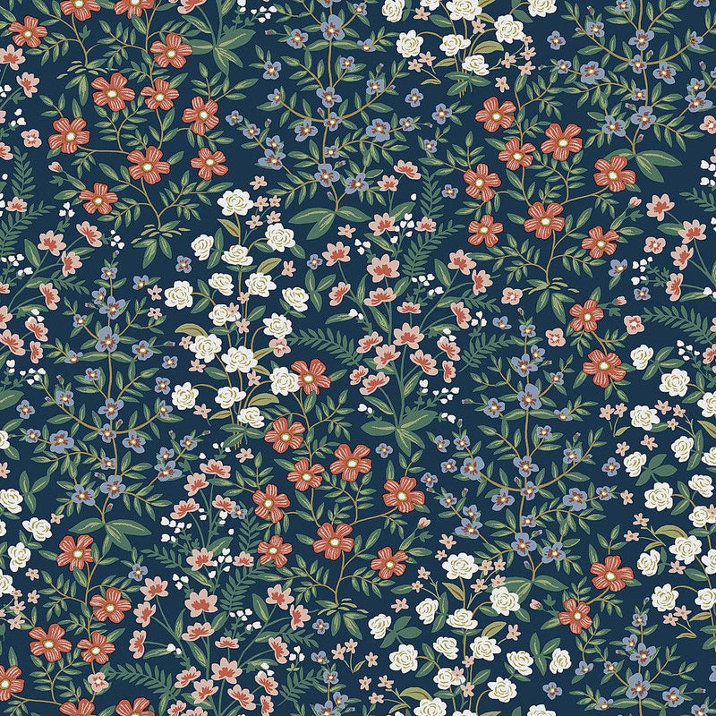 Wallpaper Wildwood Garden Wallpaper Sample // Blue & Red 8 x 10 