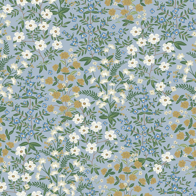 Wallpaper Wildwood Garden Wallpaper Sample // Blue & White 8 x 10 