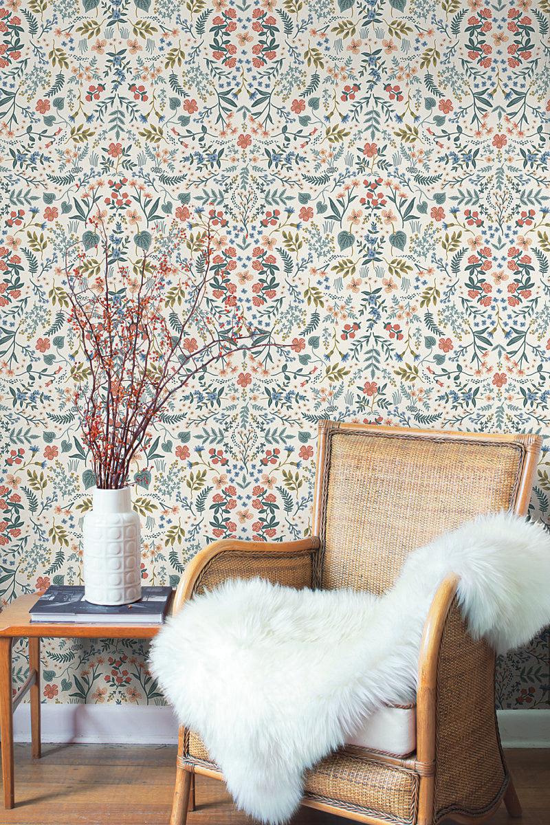 Wallpaper Wildwood Wallpaper // Beige & Coral 