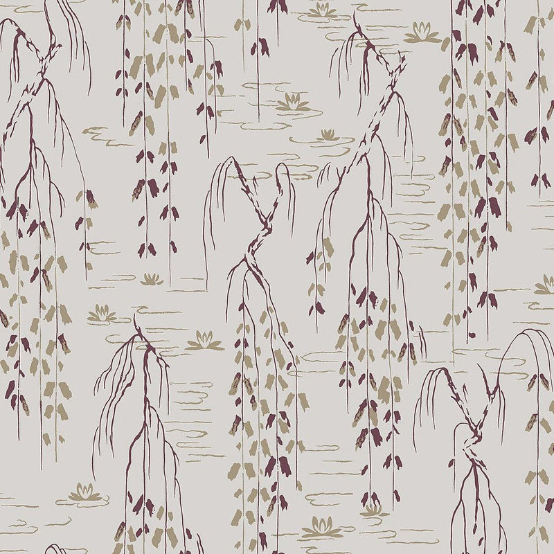 Wallpaper Willow Branches Wallpaper Sample // Grey & Purple 8 x 10 