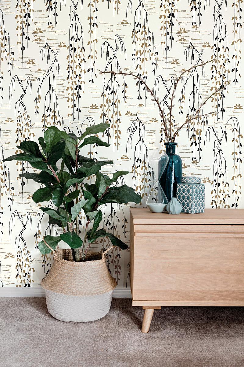 Wallpaper Willow Branches Wallpaper // White & Black 