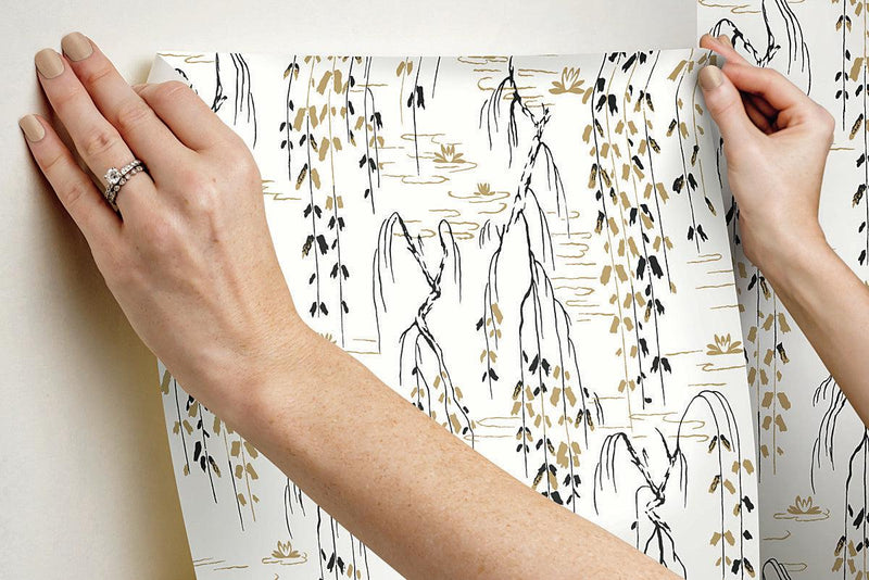 Wallpaper Willow Branches Wallpaper // White & Black 
