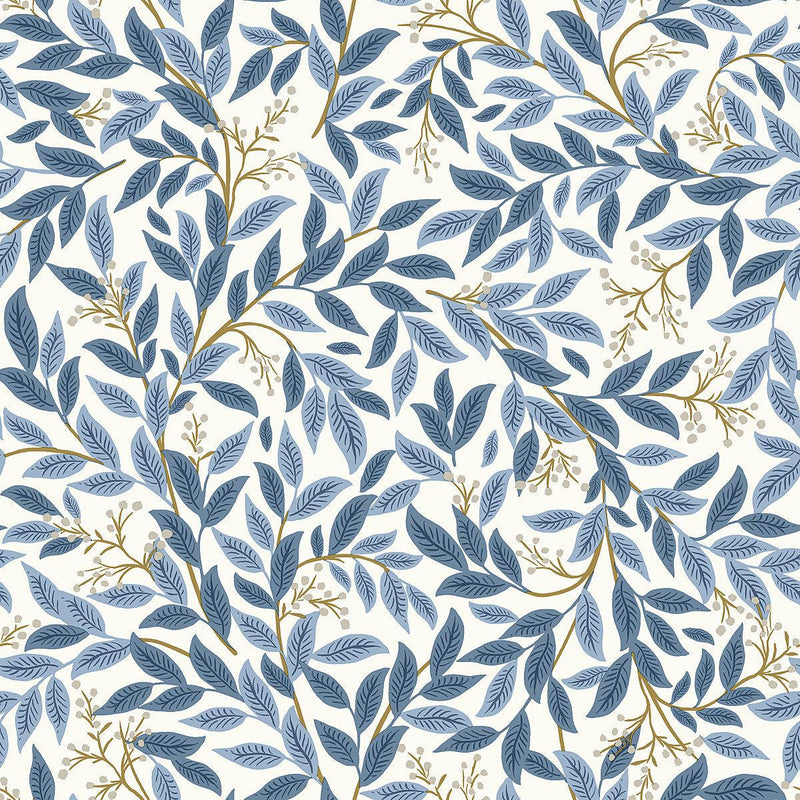 Wallpaper Willowberry Peel & Stick Wallpaper Sample // Blue & White 8 x 10 