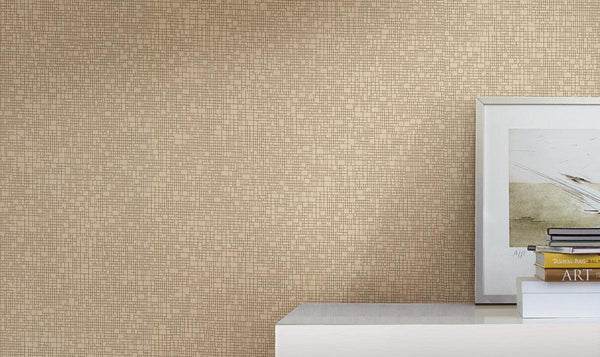 Wallpaper Wires Crossed Wallpaper // Tan Metallic 