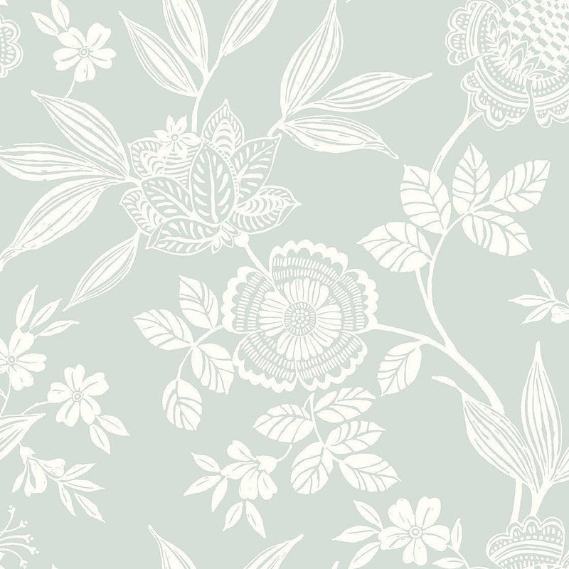 Wallpaper Wood Cut Jacobean Wallpaper Sample // Green 8 x 10 
