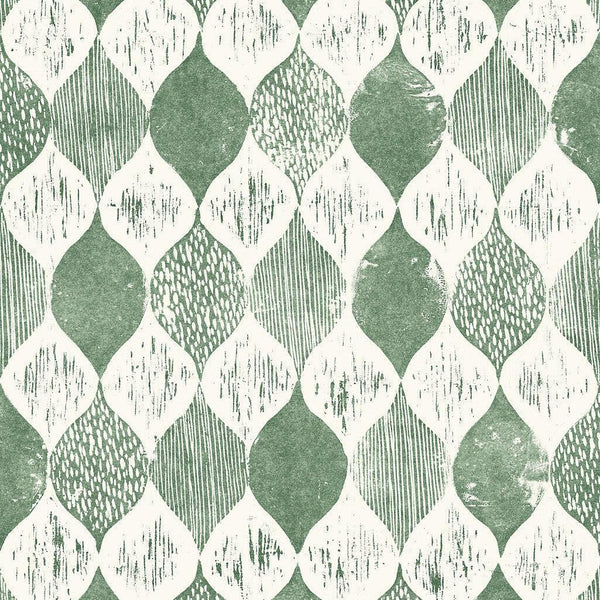 Wallpaper Woodblock Print Wallpaper Sample // Forest Green 8 x 10 