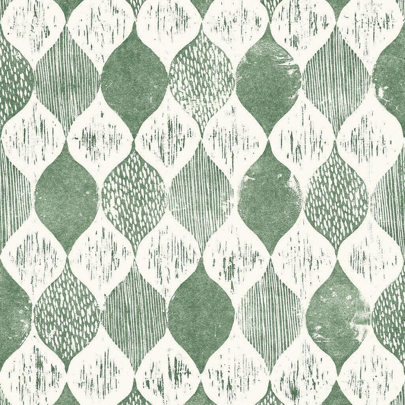 Wallpaper Woodblock Print Wallpaper Sample // Forest Green 8 x 10 