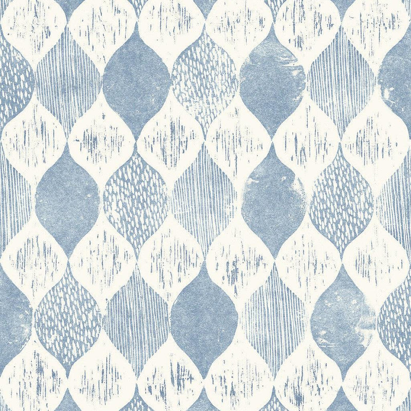 Wallpaper Woodblock Wallpaper Sample // Blue 8 x 10 