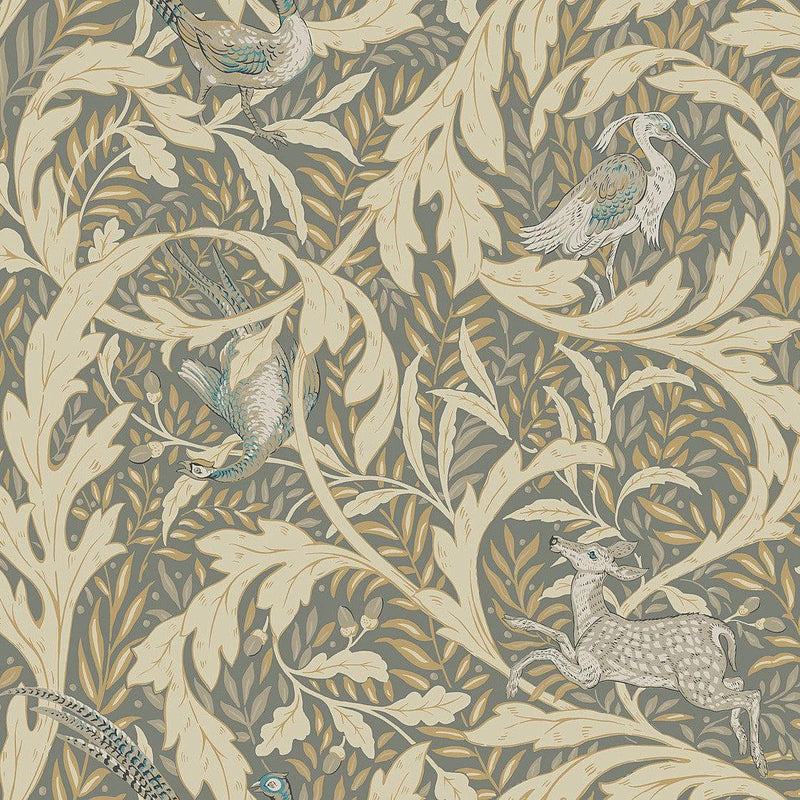 Wallpaper Woodl& Tapestry Wallpaper Sample // Neutral Metallic 8 x 10 