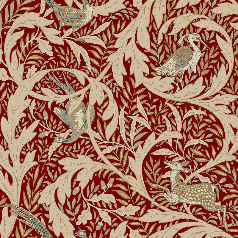 Wallpaper Woodland Tapestry Wallpaper // Red Metallic 