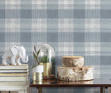 Wallpaper Woven Buffalo Check Wallpaper // Blue 