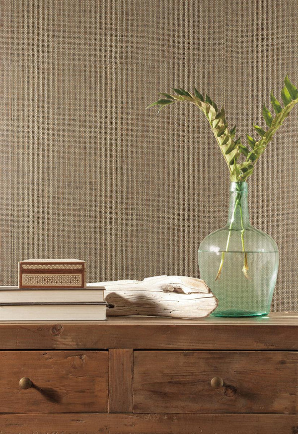 Wallpaper Woven Crosshatch Ramie Grasscloth Wallpaper // Beige 