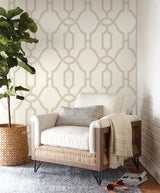 Wallpaper Woven Trellis Wallpaper // Beige 