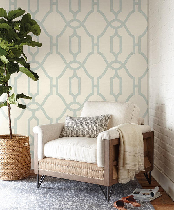 Wallpaper Woven Trellis Wallpaper // Eggshell 