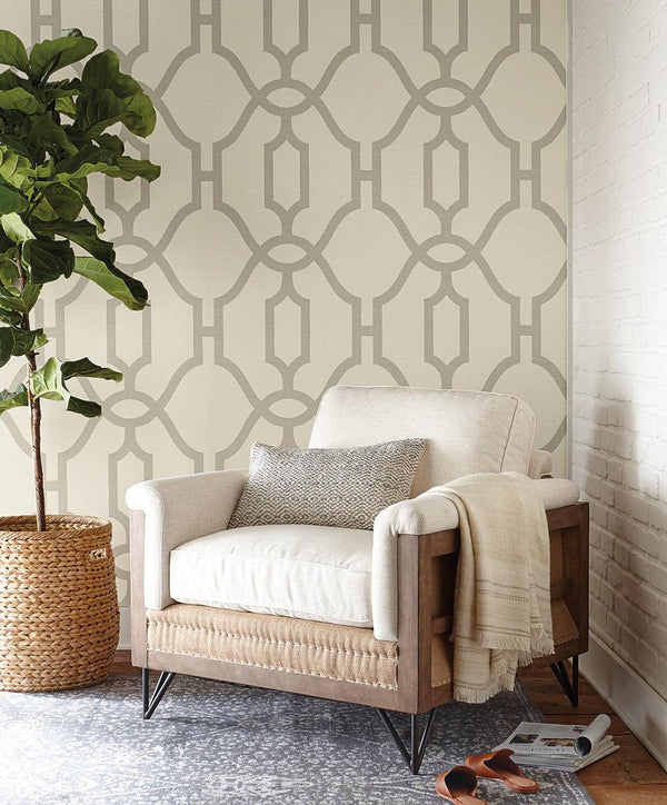 Wallpaper Woven Trellis Wallpaper // Quarry Grey 