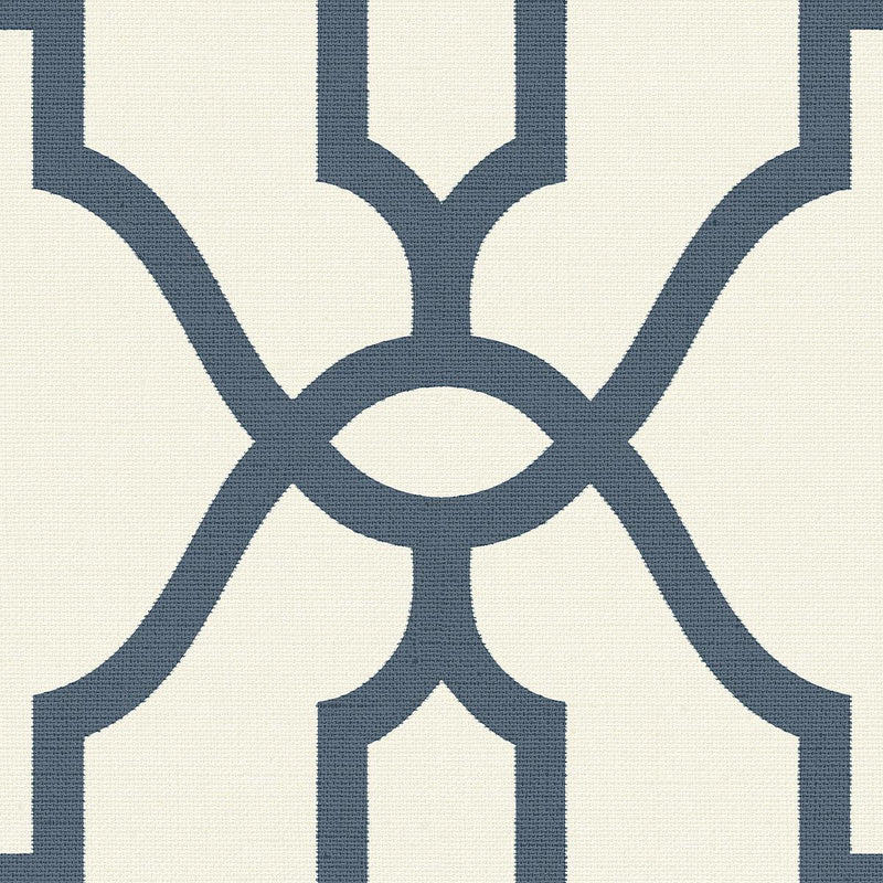 Wallpaper Woven Trellis Wallpaper Sample // Federal Blue 8 x 10 
