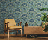 Wallpaper Yarrow Nouveau Wallpaper // Blue & Green 