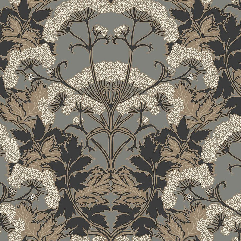 Wallpaper Yarrow Nouveau Wallpaper Sample // Charcoal & Gold 8 x 10 