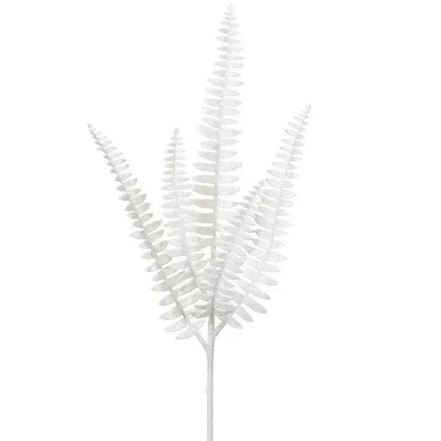 Holiday Sprays, Stems, & Garland Glitter Fern Spray // White 