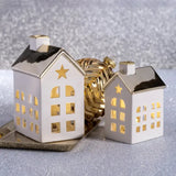 Holiday Decorative Objects Porcelain LED House w/ Gold Roof 