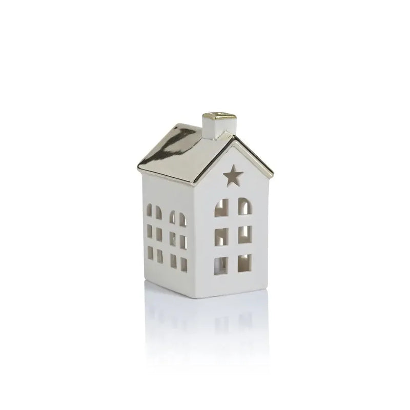 Holiday Decorative Objects Porcelain LED House w/ Gold Roof 