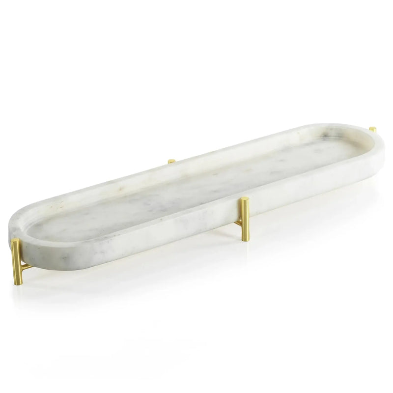 Holiday Kitchen, Tabletop & Serveware Palomar Marble Tray Gold Stand // 2 Sizes 