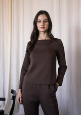  Long Sleeve Round Neck Top // 3 Colors Cocoa XS 