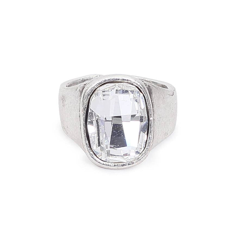  Handmade Clear Crystal Brass Ring - 6911 