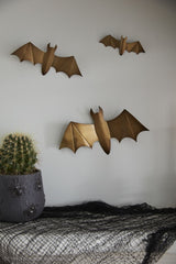 Winged Bats Wall Decor - Brass Set of 3