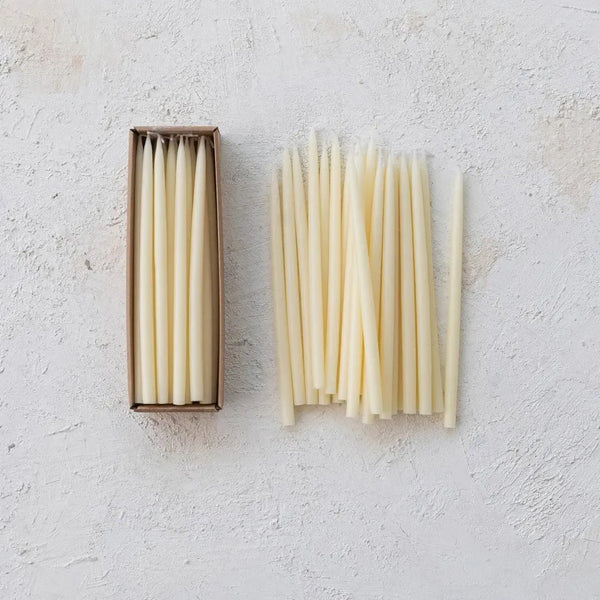  Skinny Mini Taper Candles Set of 24 // Ivory 