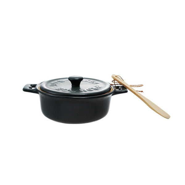 Espresso Stoneware Brie Baker with Spreader