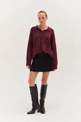  Heather Polo Sweater Top 