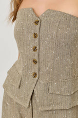  Sparkling Pinstripe Strapless Suit Top 