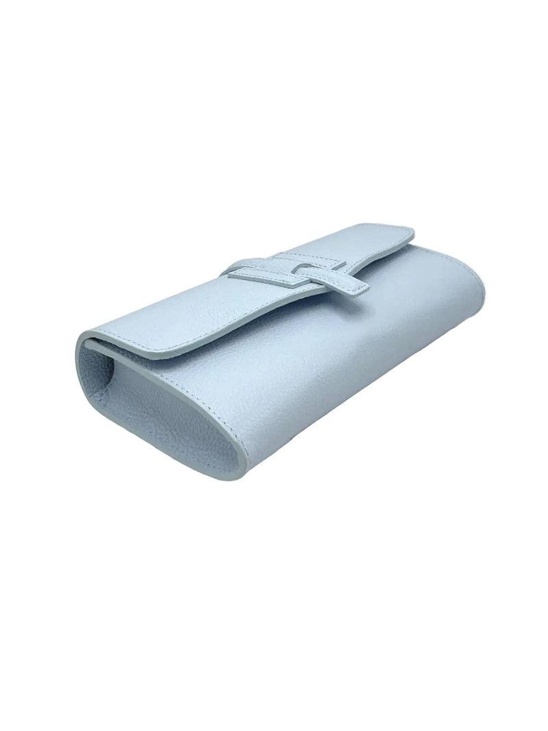  Italian Leather Clutch with Strap // Powder Blue 