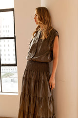  Lorena Tiered Leather Skirt 